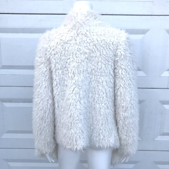Forever 21 Vintage Faux Fur Jacket Size Small Ivory White Sweater Cardigan Y2k S - Picture 5 of 9